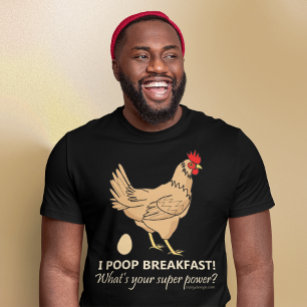 Chicken Poops Breakfast Funny Mörk T Shirt