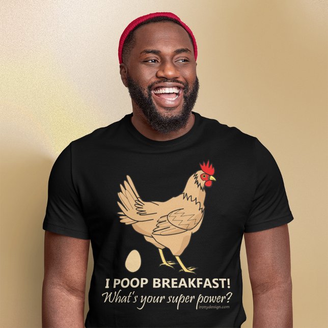 Chicken Poops Breakfast Funny Mörk T Shirt (Skapare uppladdad)
