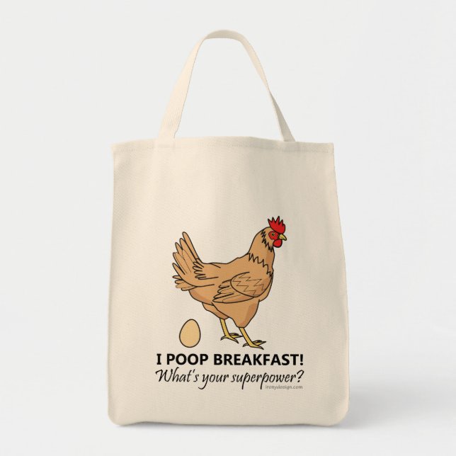 Chicken Poops Breakfast Funny Tygkasse (Framsidan)