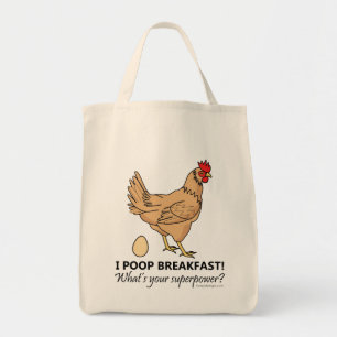 Chicken Poops Breakfast Funy Tygkasse