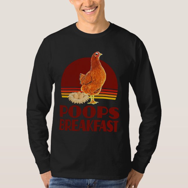 Chicken Poops Breakfast Vintage   T Shirt (Framsida)
