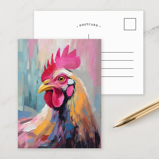 Chicken Porträtt Modern Abstrakt Art Vykort (Skapare uppladdad)