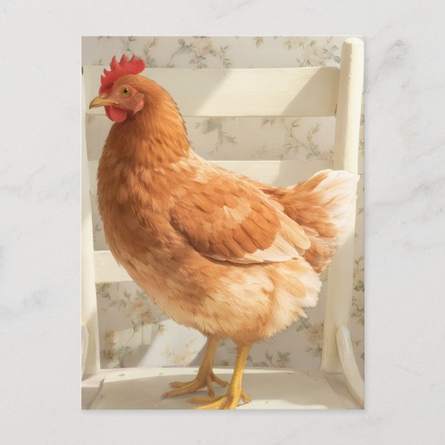 Chicken Postcard | Cute Farmhouse Greeting Vykort (Framsida)