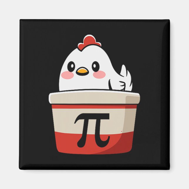 Chicken Pot Paj Funny Math Älskare Pun Pi Day Stud Magnet (Framsidan)