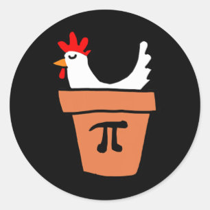 Chicken Pot Paj Funny Math Älskare Pun Pi Day Stud Runt Klistermärke