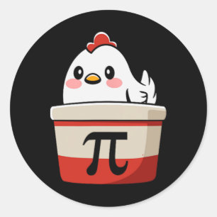 Chicken Pot Paj Funny Math Älskare Pun Pi Day Stud Runt Klistermärke