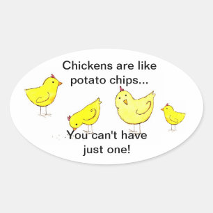 Chicken Potato Chip Sticker Ovalt Klistermärke