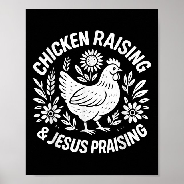Chicken Raising Jesus Pising Funny Farm Christia Poster (Framsidan)