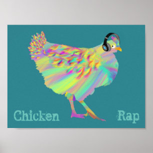 Chicken Rap Funny Kött Free Vegan Music Animal Art Poster