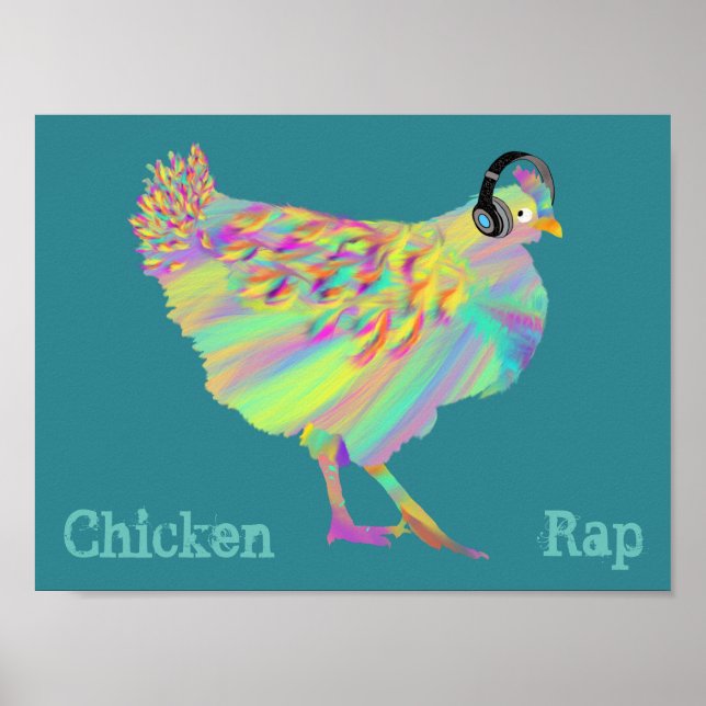Chicken Rap Funny Kött Free Vegan Music Animal Art Poster (Framsidan)