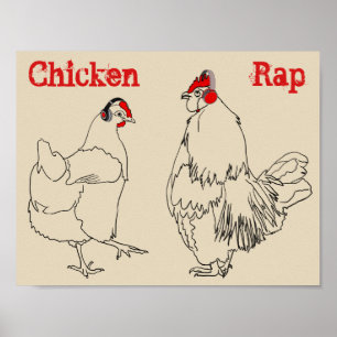 Chicken Rap Kött Free Funy Animal Art Vegan Humor Poster