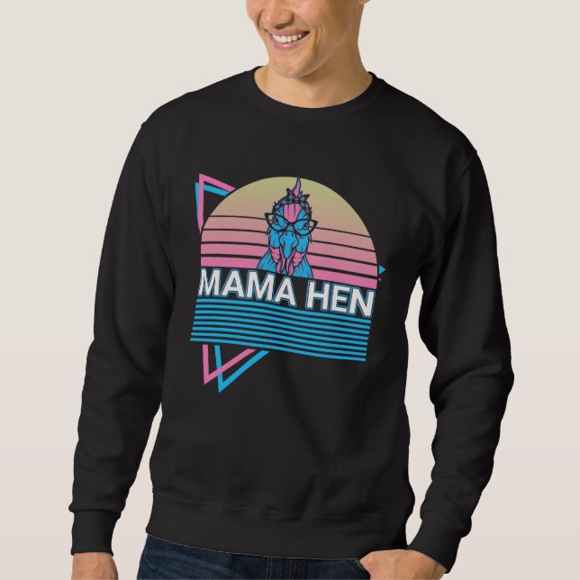 Chicken Retro Mama Hen Lång Ärmad Tröja (Framsida)