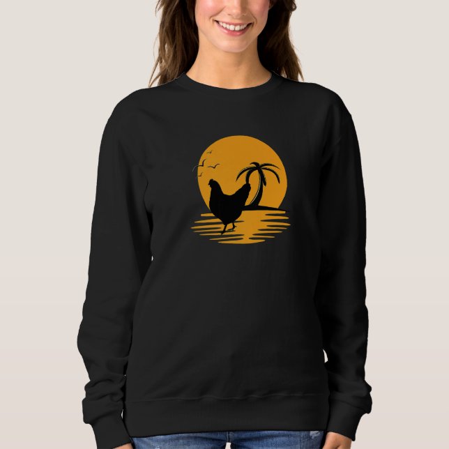 Chicken Retro Sunset Funny Farmer T Shirt (Framsida)