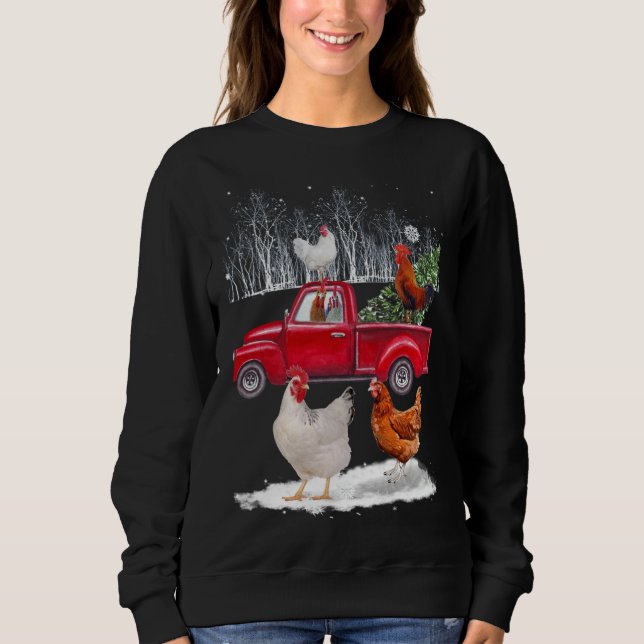 Chicken Riding Red Lastbil God jul Chicken L T Shirt (Framsida)