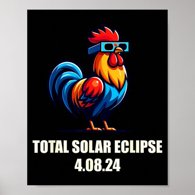 Chicken Rooster Funny Total Solar Eclipse April 20 Poster (Framsidan)