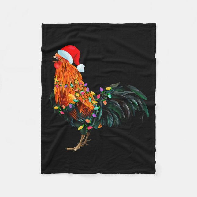 Chicken Santa Christmas Tree Funny Chicken Lover C Fleecefilt (Framsidan)