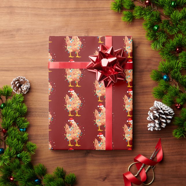 Chicken Santa Hat jul Red Presentpapper (Julgåva)