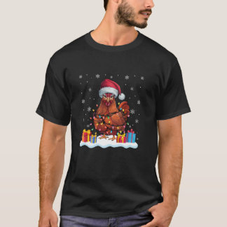 Chicken Santa Hat Julgran Light Julafton Pajama T Shirt