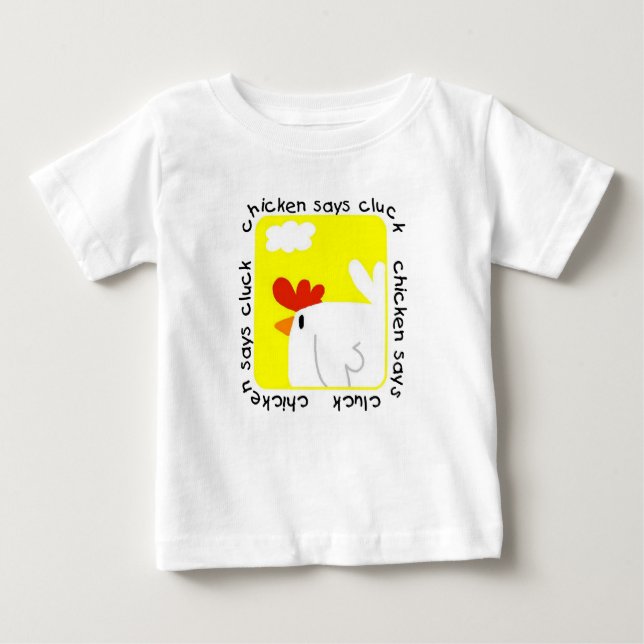 Chicken Says Cluck Farm Baby Dress Tee (Framsida)