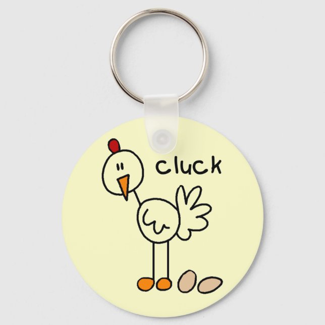 Chicken Says Cluck Tshirts och Gifts Nyckelring (Framsida)