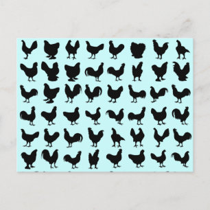 Chicken Silhouettes Vykort