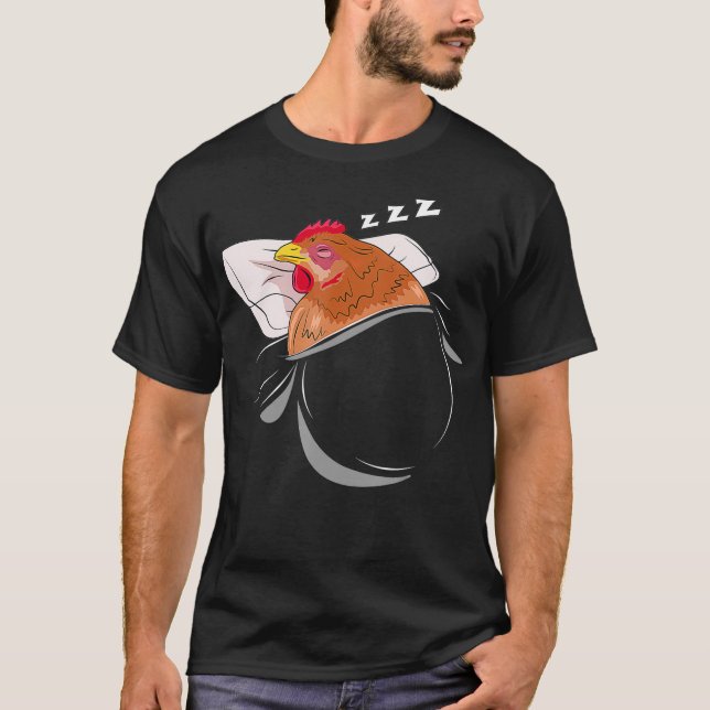 Chicken Sleeping Pajamas Nap PJs Outfit Farmer Gif T Shirt (Framsida)