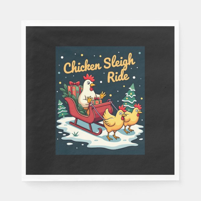 Chicken Sleigh Ride Pappersservett (Framsidan)