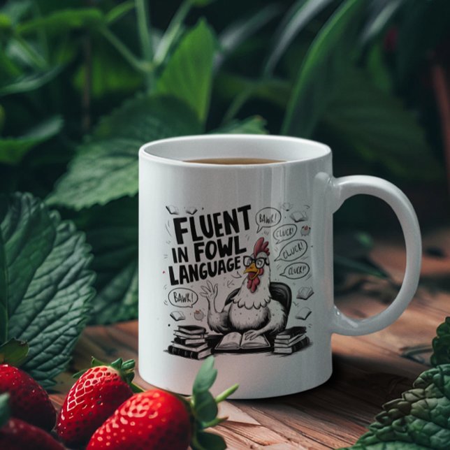 Chicken som talar fluent på Fowl Language Kaffemugg (Skapare uppladdad)