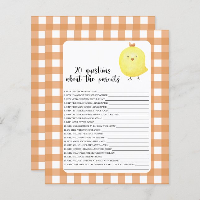Chicken - spel - 20 frågor om föräldrarna (Fram/baksida)