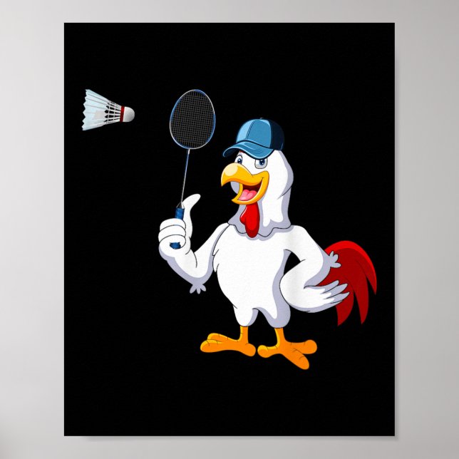 Chicken spelar Badminton Costume Badminton Player Poster (Framsidan)