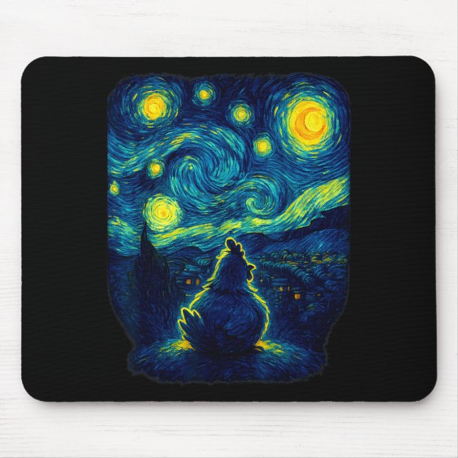 Chicken Starry Funny Night Van Gogh Farm Lover Gir Musmatta (Framsidan)