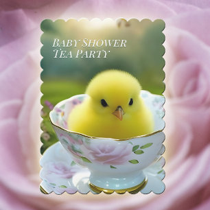 Chicken Tea Party Cute i Blommigt Tekopp Inbjudningar