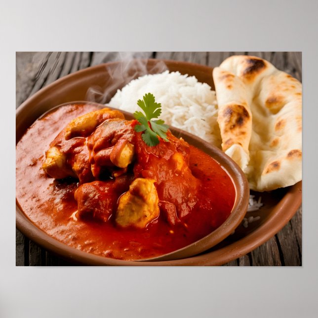 Chicken Tikka Masala Spicy Curry med Ris Poster (Framsidan)