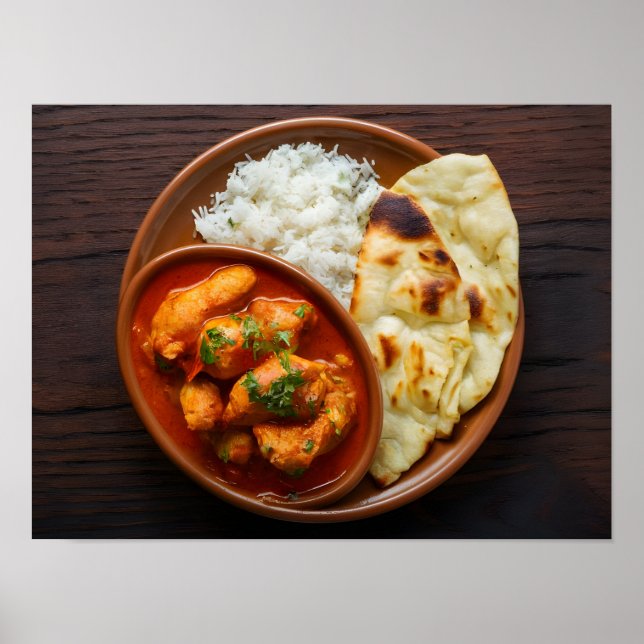 Chicken Tikka Masala Spicy Curry med Ris Poster (Framsidan)