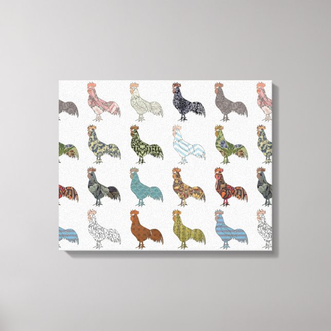 Chicken Tupp Colorful Mönster Farm Canvastryck (Framsida)