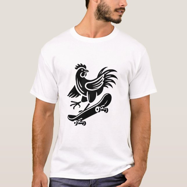 Chicken tupp hen skater silhuette minimalist t shirt (Framsida)