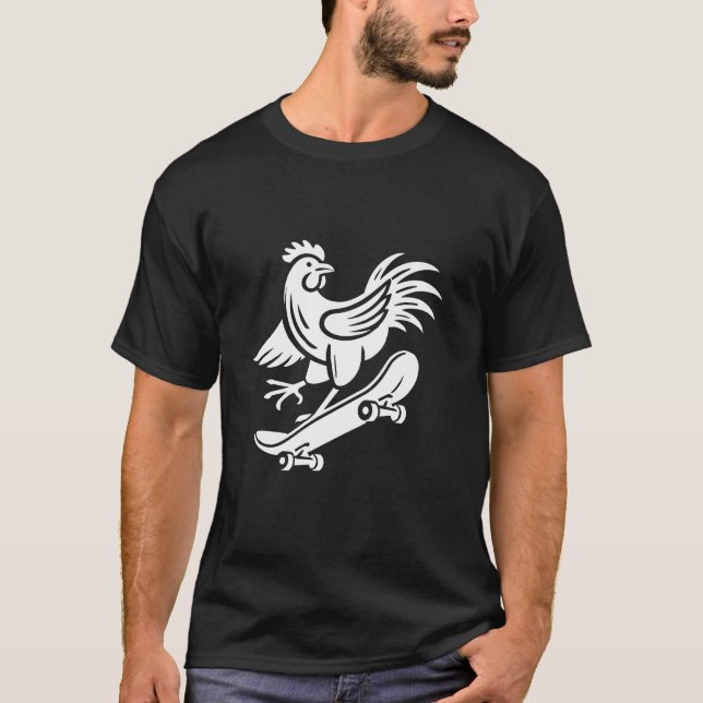 Chicken tupp hen skater silhuette minimalist t shirt (Framsida)