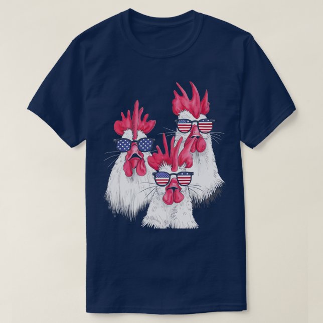 Chicken USA flagga Funny Chicken Älskare Mamma Pap T Shirt (Design framsida)