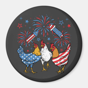 Chicken USA flagga Patriotic 4:e juli Circle Magnet