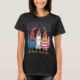 Chicken USA flagga Patriotic 4:e juli Kvinnor T Shirt