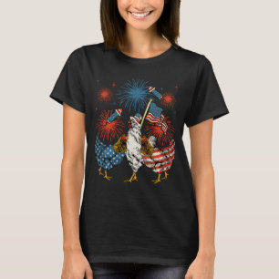 Chicken USA flagga Patriotic 4:e juli Kvinnor T Shirt