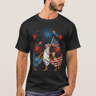Chicken USA flagga Patriotic 4:e juli Manar T Shirt
