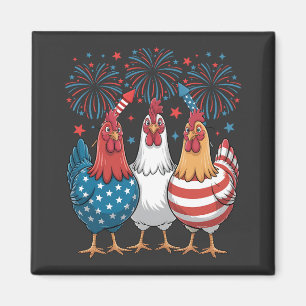 Chicken USA flagga Patriotic 4:e juli Square Magnet
