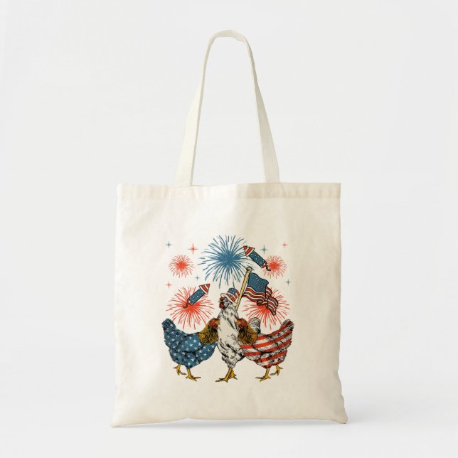 Chicken USA flagga Patriotic 4 juli Tygkasse (Framsidan)