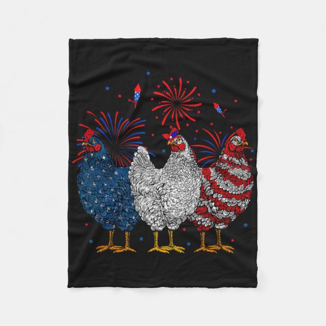 Chicken USA flagga Patriotic Chicken Älskare 4th o Fleecefilt (Framsidan)