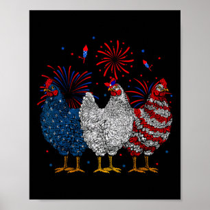 Chicken USA flagga Patriotic Chicken Älskare 4th o Poster