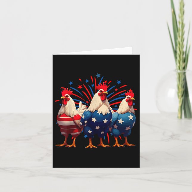 Chicken USA flagga Patriotic Funny Chicken 4th of  Kort (Framsida)