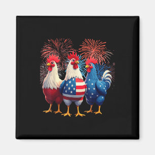 Chicken USA flagga Patriotic Funny Chicken 4th of Magnet