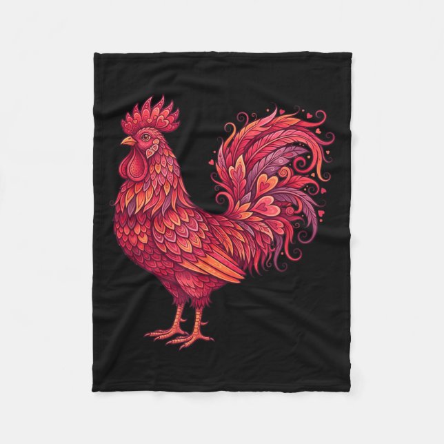 Chicken Valentines Day Heart For Farmers Cute Chic Fleecefilt (Framsidan)