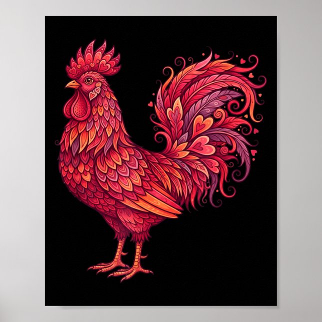 Chicken Valentines Day Heart For Farmers Cute Chic Poster (Framsidan)